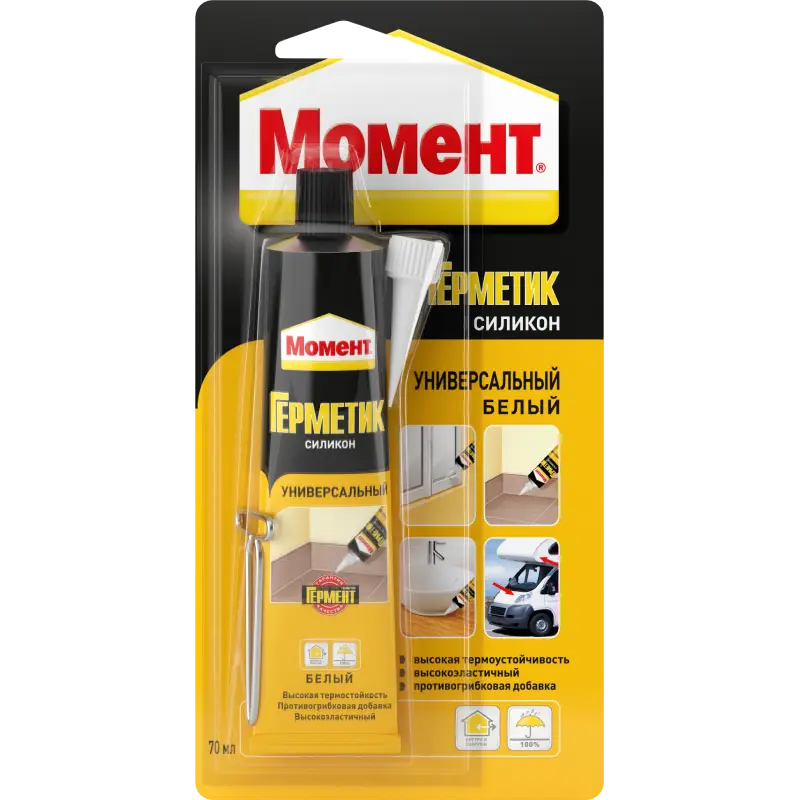 Герметик силиконовый универсальный Момент белый 70 мл