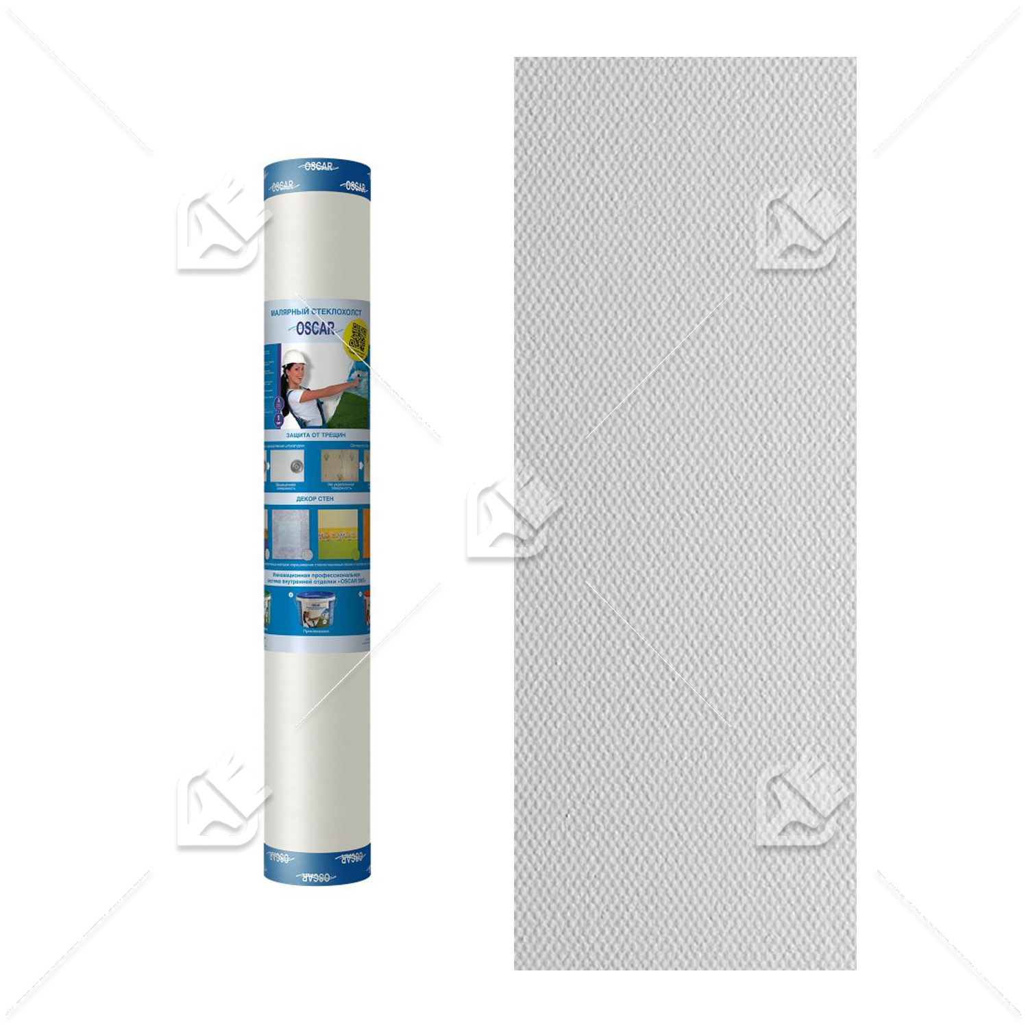 Стеклообои под покраску Oscar Рогожка потолочная 1х25 м.