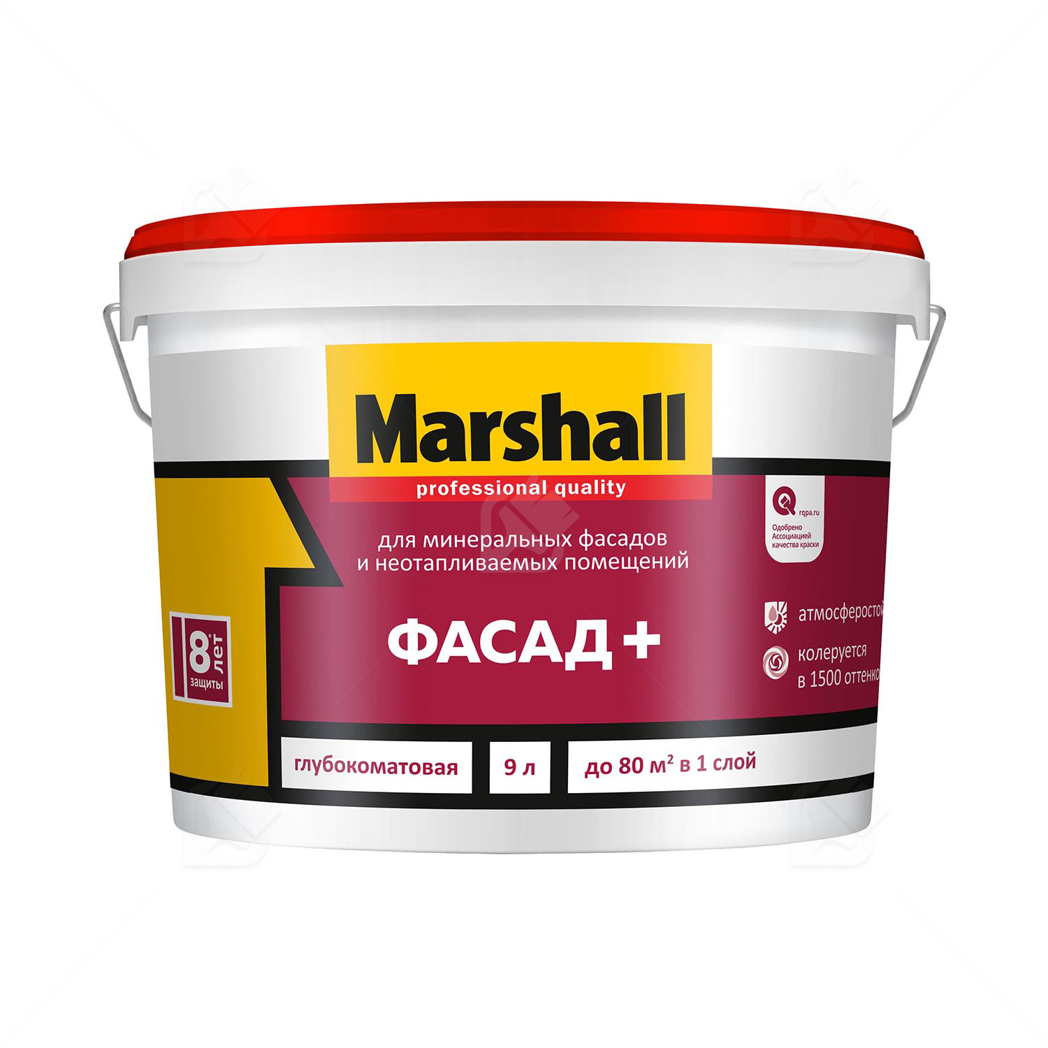 Краска фасадная акриловая водно-дисперсионная Marshall Фасад+ глубокоматовая база BC 9 л.