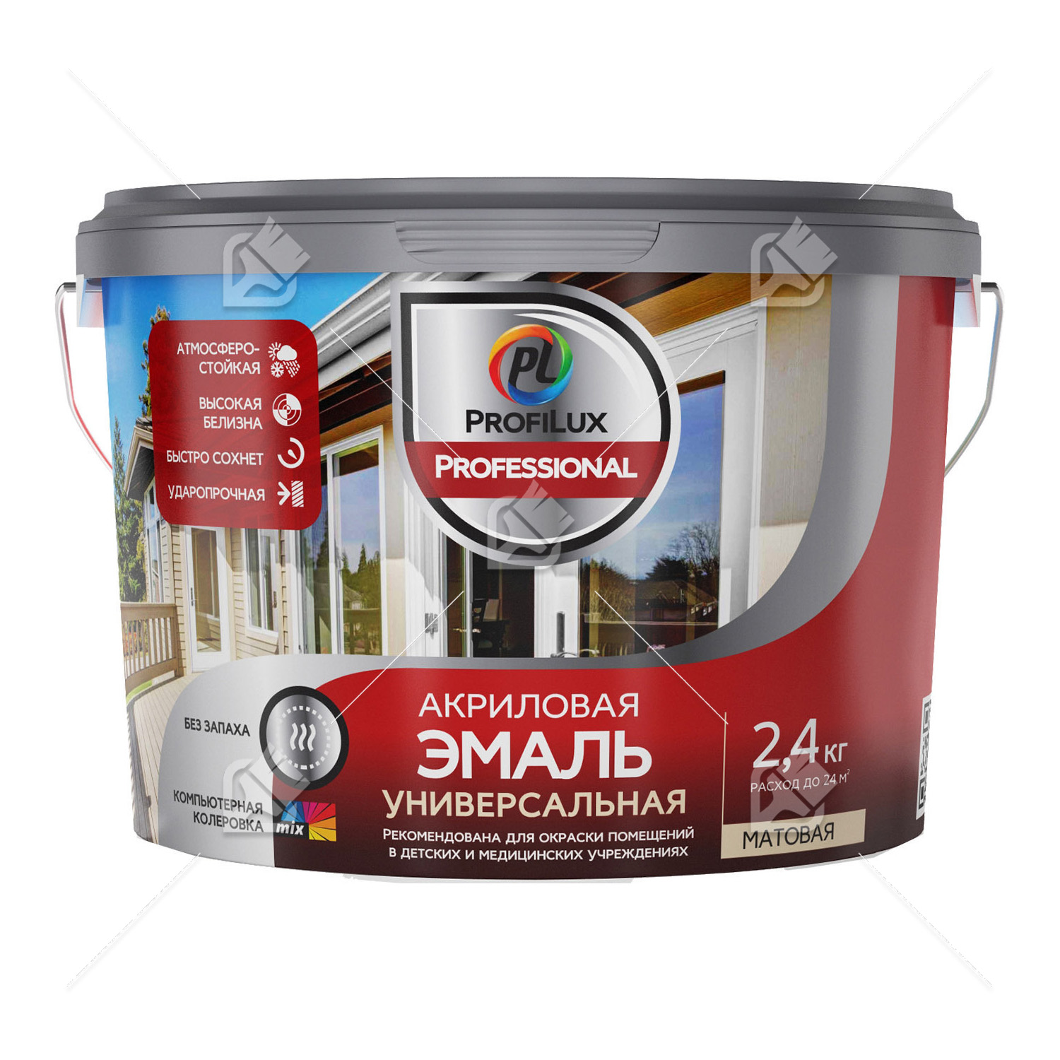 Эмаль универсальная акриловая Profilux Professional матовая база 1 белая 2,4 кг.