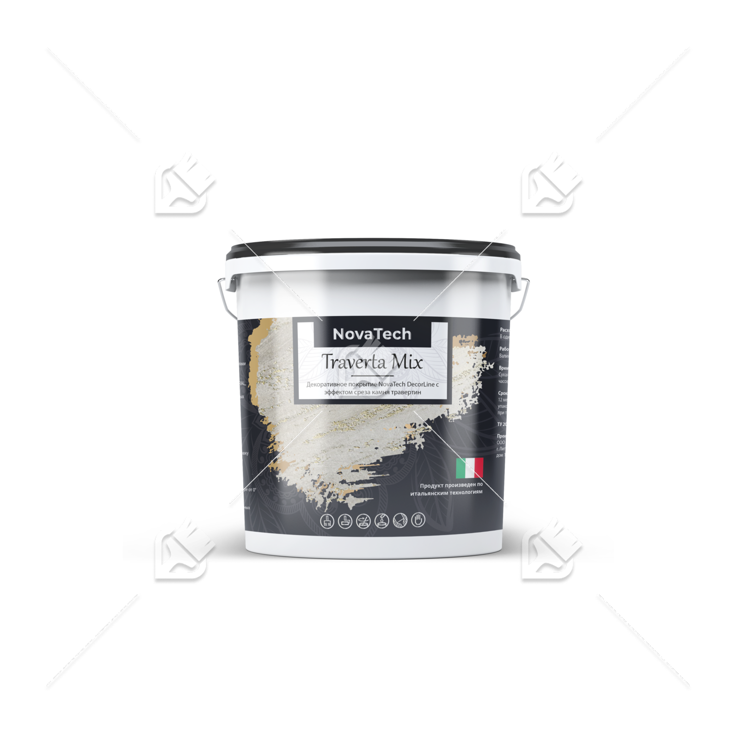 Штукатурка декоративная NovaTech Traverta Mix эффект камня травертина 8 кг