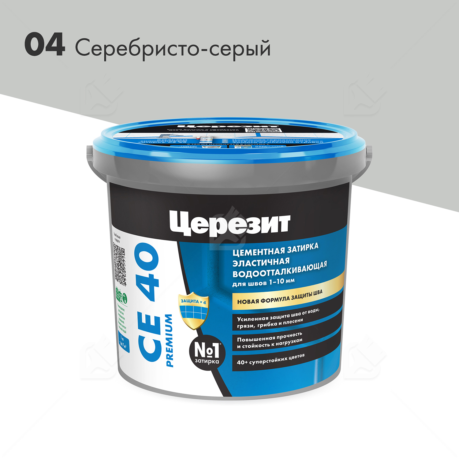Затирка для швов до 10 мм водоотталкивающая Церезит СЕ 40 Аквастатик 04 серебристо-серая 1 кг