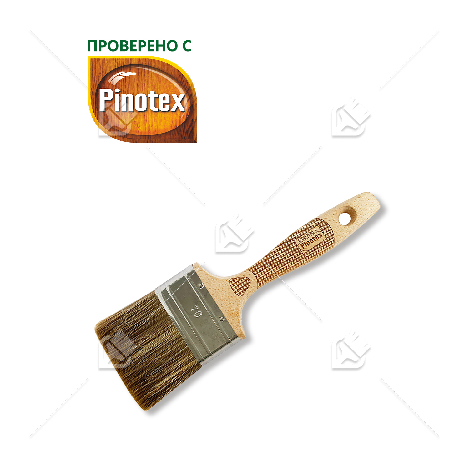 Кисть плоская Handmaler PRO GREEN смешанная щетина буковая ручка 70 мм.