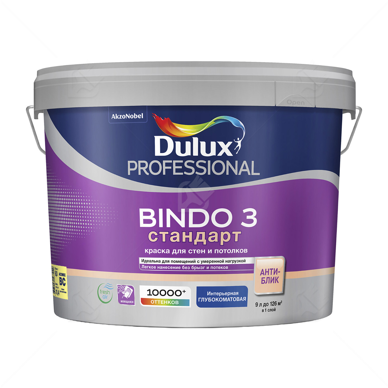 Краска для стен и потолков латексная Dulux Professional Bindo 3 глубокоматовая база BC 9 л.