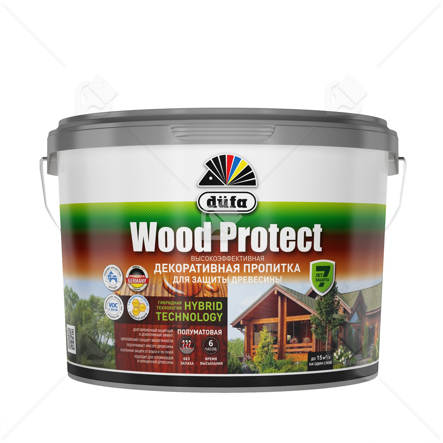 Пропитка декоративная для защиты древесины Dufa Wood Protect махагон 9 л