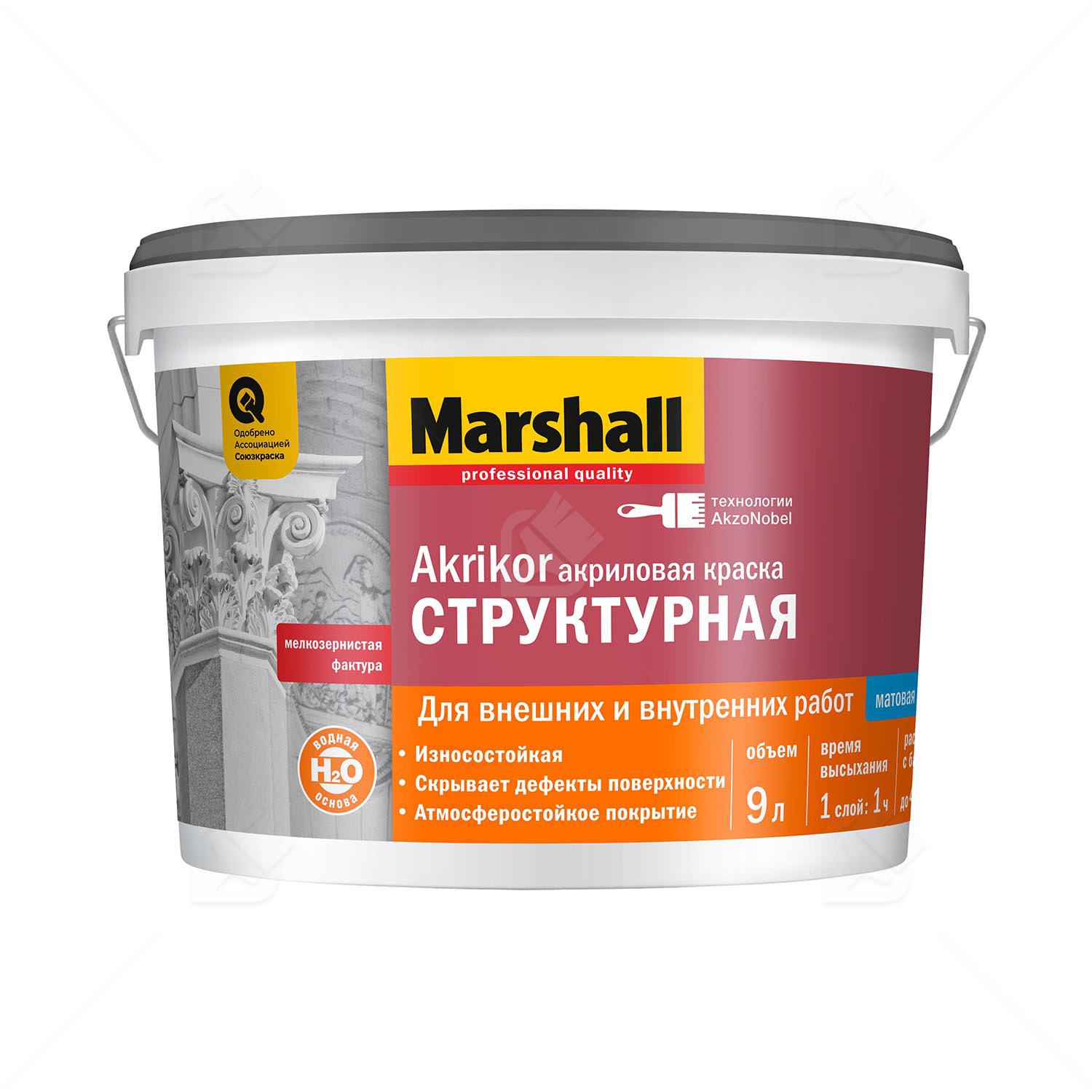Краска акриловая Marshall Akrikor Структурна белая 9 л.