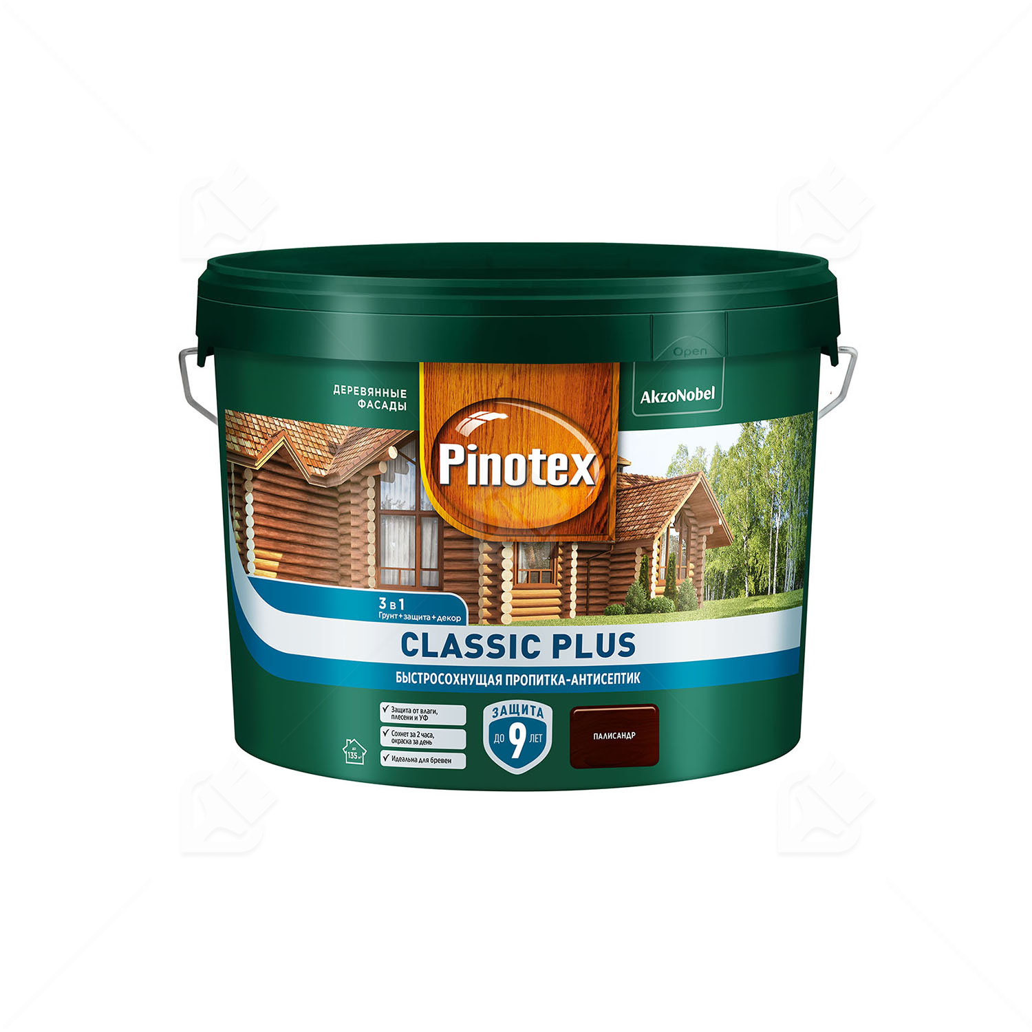 Пропитка декоративная для защиты древесины Pinotex Classic Plus 3 в 1 палисандр 9 л.