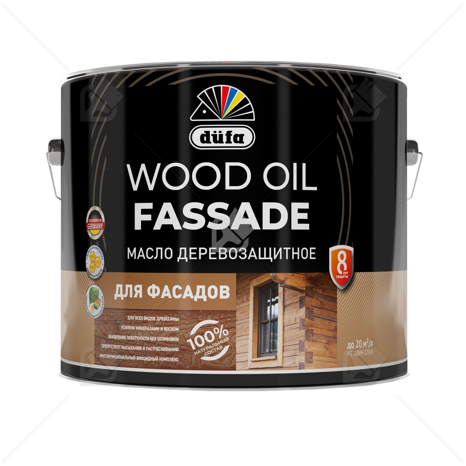 Масло деревозащитное для фасадов Dufa Wood Oil Fassade бесцветное 9 л.