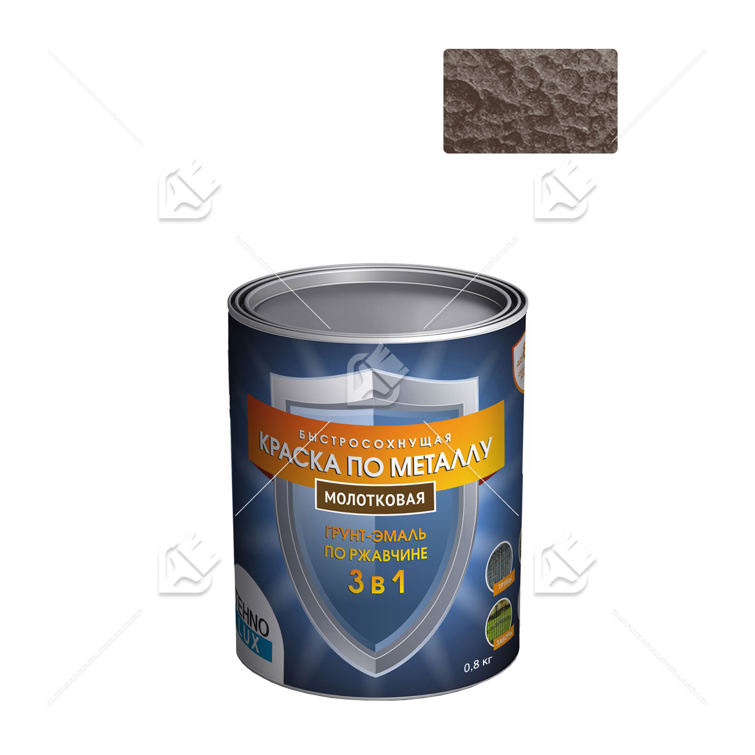 Грунт-эмаль 3 в 1 Технолюкс молотковая терракотовая 0,8 кг