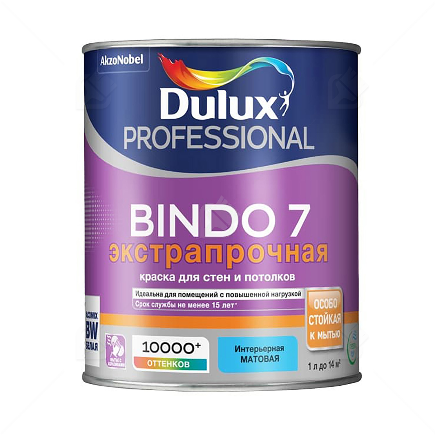 Краска для стен и потолков латексная экстрапрочная Dulux Professional Bindo 7 матовая база BW 1 л.