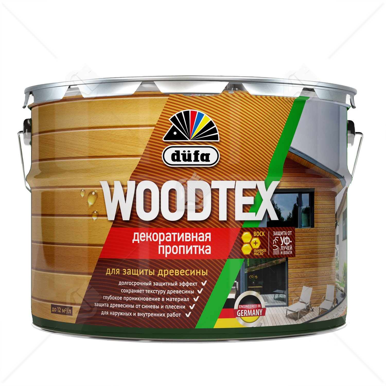 Пропитка декоративная для защиты древесины алкидная Dufa Woodtex тик 9л