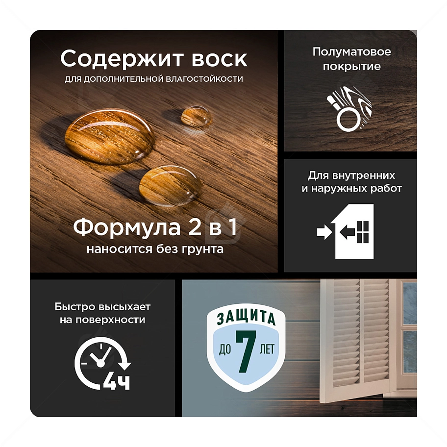 Pinotex Universal 2 в 1 универсальная пропитка для древесины CLR база под колеровку 2,5 л