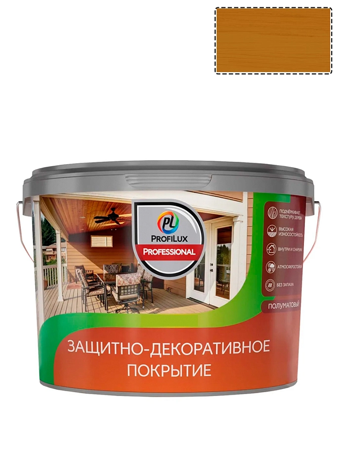 Лак для деревянных панелей акриловый защитно-декоративный Profilux Professional тик 9 л