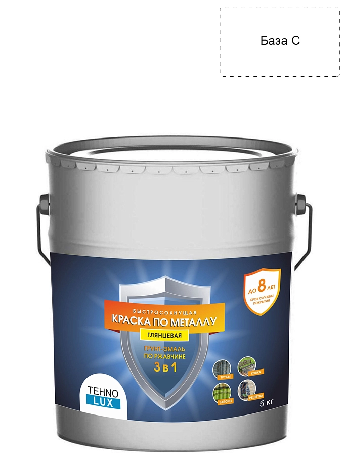 Грунт-эмаль 3 в 1 Технолюкс гладкая  База C 5 кг