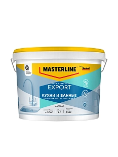 Краска для кухни и ванной латексная Masterline матовая база BW 9 л