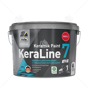 Краска для стен и потолков моющаяся Dufa Premium KeraLine Keramik Paint 7 матовая прозрачная база 3 9 л.