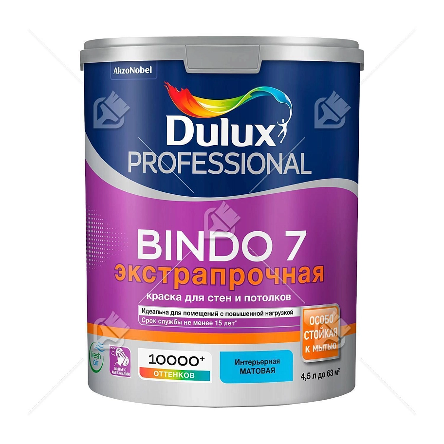 Краска для стен и потолков латексная экстрапрочная Dulux Professional Bindo 7 матовая база BW 4,5 л.