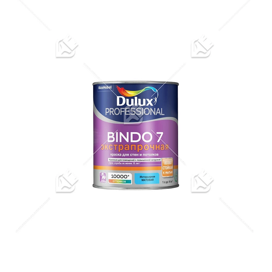 Краска для стен и потолков латексная экстрапрочная Dulux Professional Bindo 7 матовая база BW 1 л.