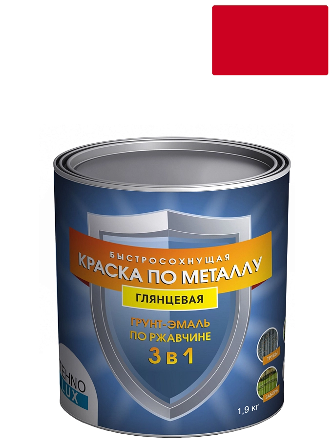 Грунт-эмаль 3 в 1 Технолюкс гладкая красная 1,9 кг