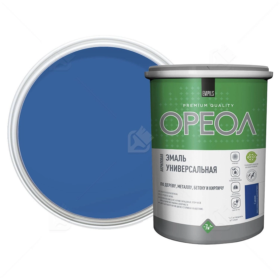Эмаль универсальная акриловая Ореол глянцевая синяя 1 кг