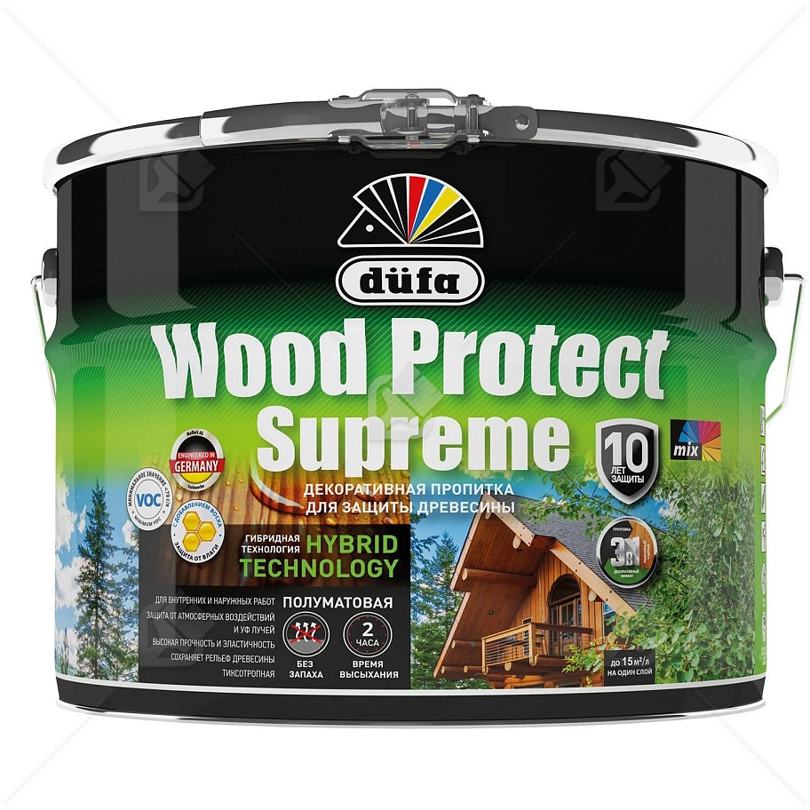 Пропитка декоративная для защиты древесины Dufa Wood Protect Supreme орех 9 л