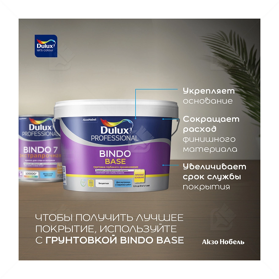 Краска для стен и потолков латексная экстрапрочная Dulux Professional Bindo 7 матовая база BW 9 л.