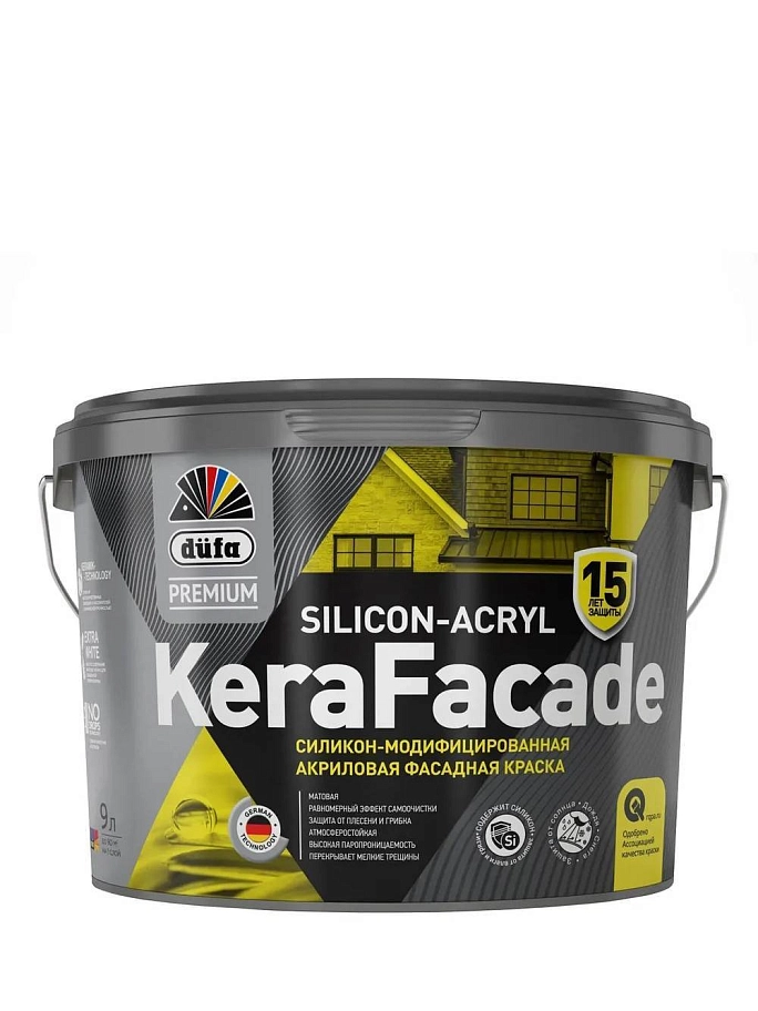 Краска фасадная акриловая силикон-модифицированная Dufa Premium Kerafacade матовая база 3 9 л
