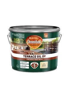 Масло для защиты древесины атмосферостойкое Omnitex Terrace Oil UV бесцветное 9 л