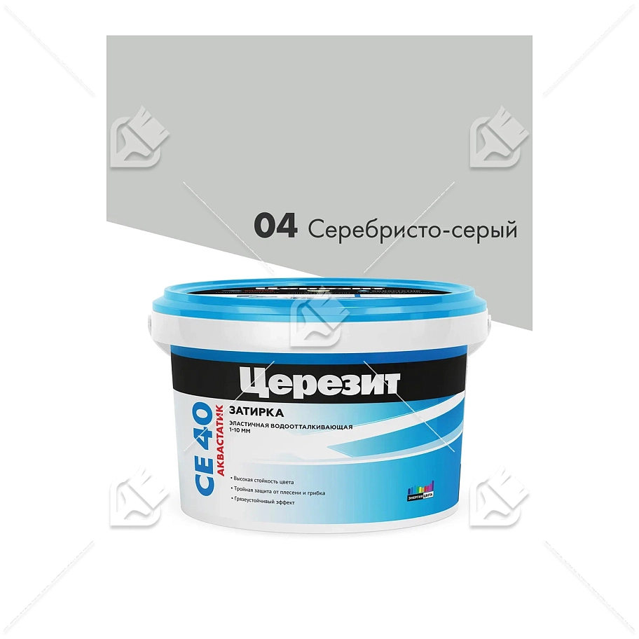 Затирка для швов до 10 мм водоотталкивающая Церезит СЕ 40 Аквасатик 04 серебристо-серая 2 кг