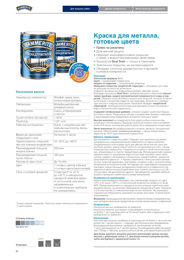 Краска для металлических поверхностей алкидная Hammerite гладкая серая RAL 7042 5 л