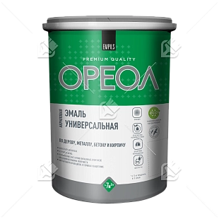 Эмаль универсальная акриловая Ореол глянцевая белая 2,5 кг.
