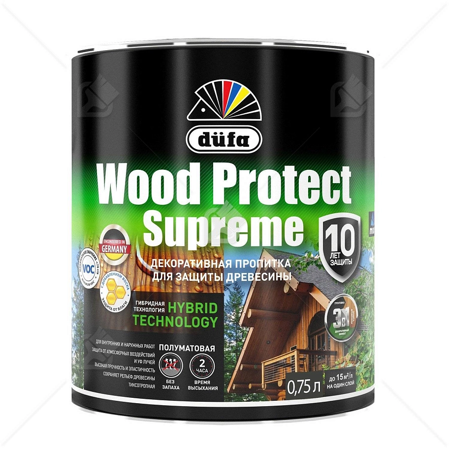 Пропитка декоративная для защиты древесины Dufa Wood Protect Supreme тиковое дерево 0,75 л