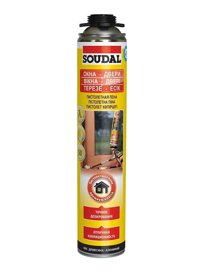 Пена професcиональная Soudal Окна-Двери 750 мл