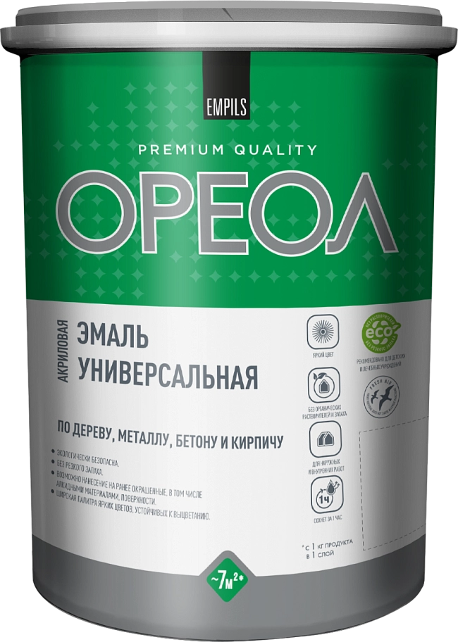 Эмаль универсальная акриловая Ореол глянцевая слоновая кость 1 кг